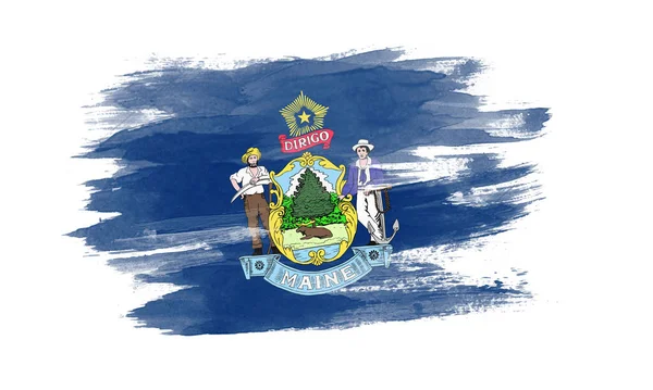 Maine State Flag Brush Stroke Maine Flag Background — Stockfoto