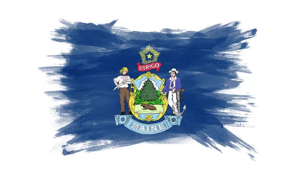 Maine State Flag Brush Stroke Maine Flag Background — ストック写真