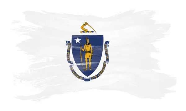 Massachusetts State Flag Brush Stroke Massachusetts Flag Background — стокове фото