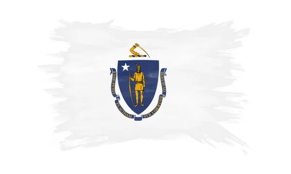 Massachusetts State Flag Brush Stroke Massachusetts Flag Background — Fotografia de Stock