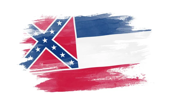 Mississippi Κράτος Πινέλο Εγκεφαλικό Επεισόδιο Σημαία Μισισιπή Φόντο Σημαία — Φωτογραφία Αρχείου