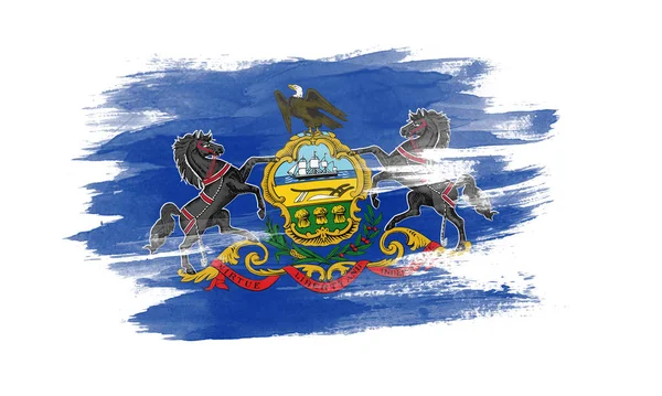 Pennsylvania Stat Flagga Pensel Stroke Pennsylvania Flagga Bakgrund — Stockfoto
