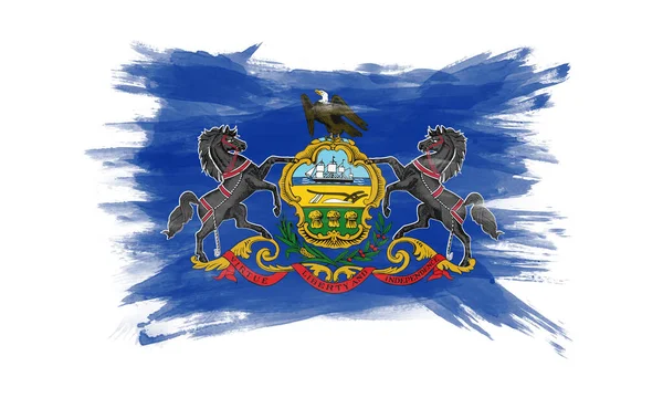 Pennsylvania Stat Flagga Pensel Stroke Pennsylvania Flagga Bakgrund — Stockfoto