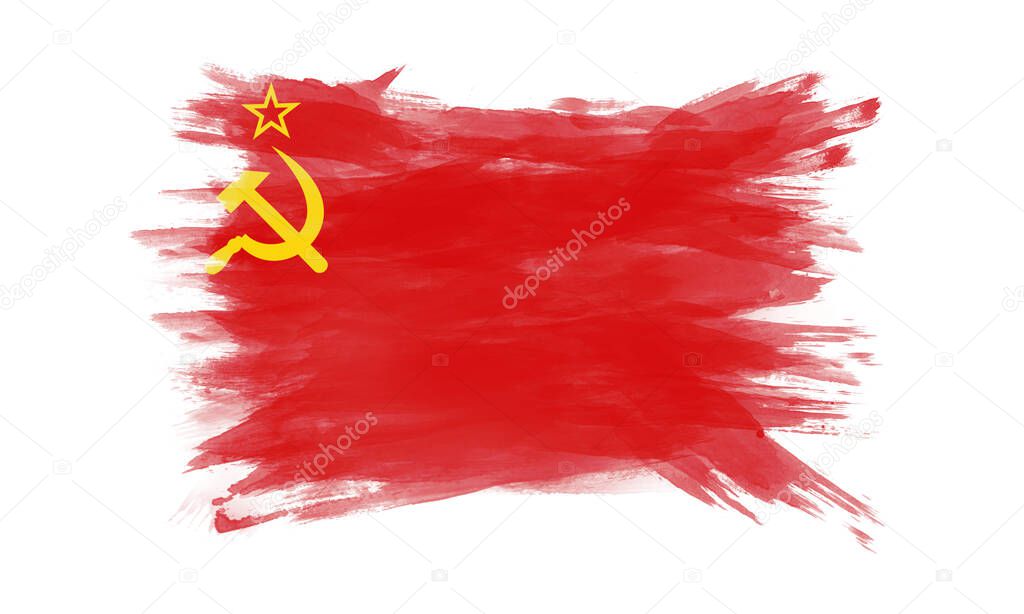 Soviet Union flag brush stroke, national flag on white background
