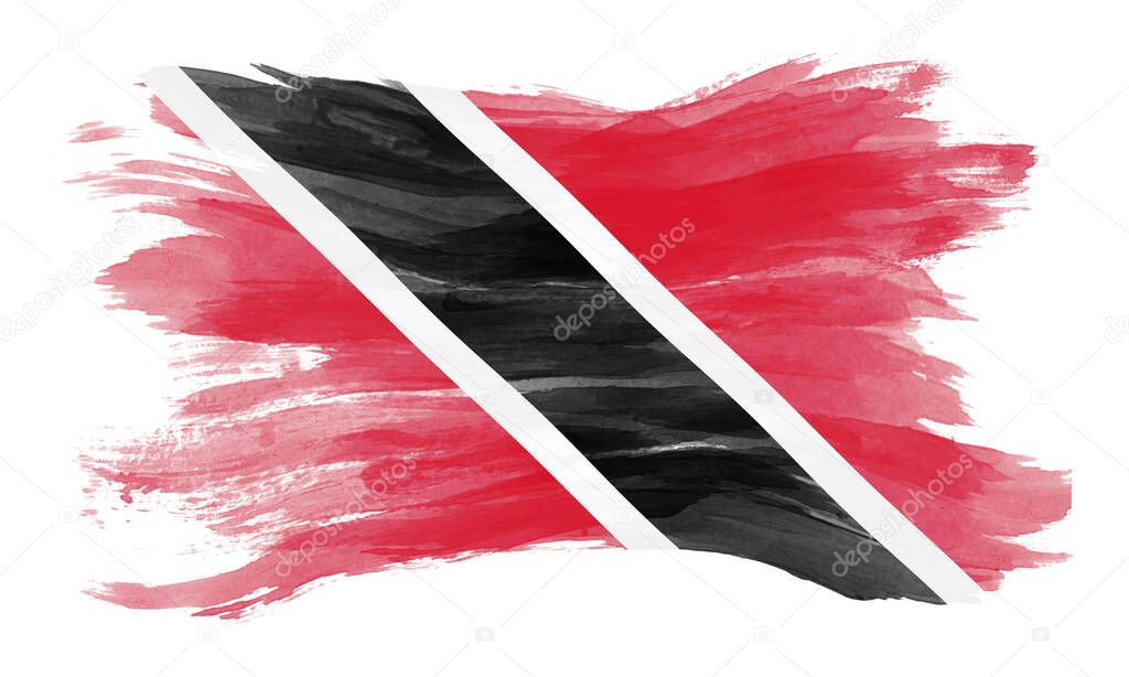 Trinidad and Tobago flag brush stroke, national flag on white background