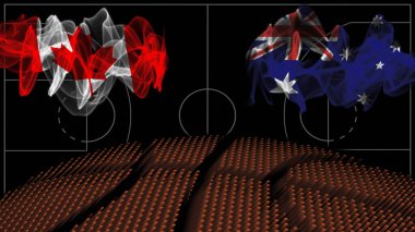 Kanada Avustralya 'ya karşı basketbol, duman bayrakları, spor maçı