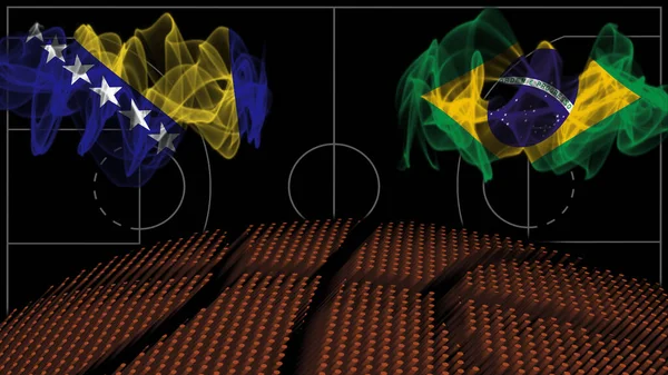 Bosnia Herzegovina Brasil Baloncesto Bandera Humo Deporte Juego —  Fotos de Stock
