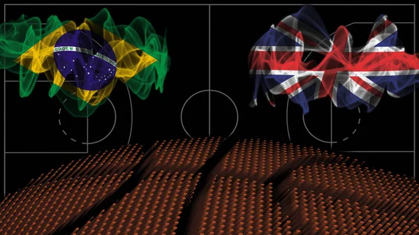 ブラジルVsイギリスバスケットボール 煙の旗 スポーツゲーム — ストック写真