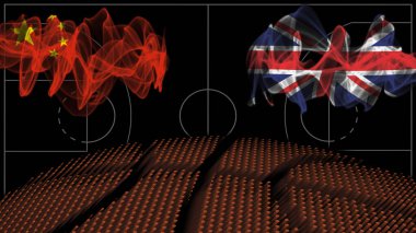 Çin İngiltere 'ye karşı basketbol, dumanlı bayrak, spor maçı