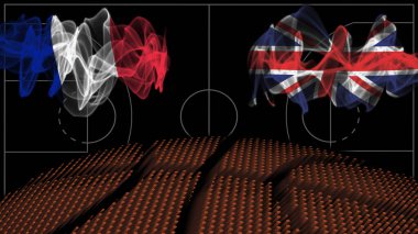 Fransa İngiltere 'ye karşı basketbol, dumanlı bayrak, spor maçı