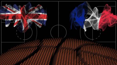 İngiltere Fransa 'ya karşı basketbol, dumanlı bayrak, spor maçı