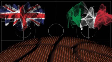 İngiltere İtalya 'ya karşı basketbol, dumanlı bayrak, spor maçı