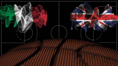 İtalya İngiltere 'ye karşı basketbol, duman bayrakları, spor maçı