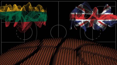 Litvanya İngiltere 'ye karşı basketbol, dumanlı bayrak, spor maçı