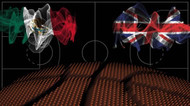 Meksika İngiltere 'ye karşı basketbol, dumanlı bayrak, spor maçı