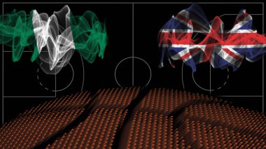 Nijerya İngiltere 'ye karşı basketbol, dumanlı bayrak, spor maçı