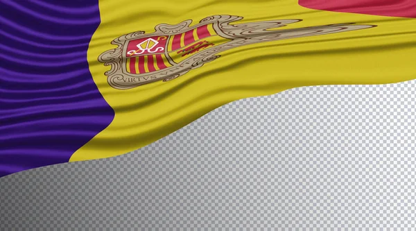 Andorra Vågig Flagga Nationell Flagga Klippning Väg — Stockfoto