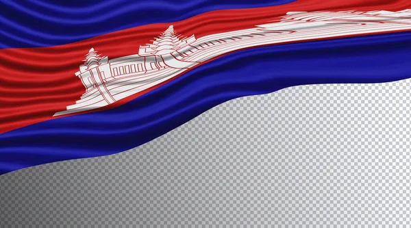 柬埔寨Wavy国旗 国旗裁剪路径 — 图库照片