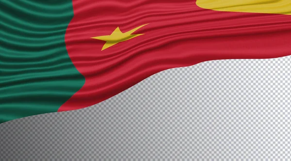 Kamerun Dalgalı Bayrak Ulusal Bayrak Kırpma Yolu — Stok fotoğraf
