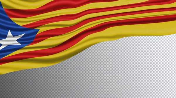 Catalonia Bandeira Ondulada Caminho Recorte Bandeira Nacional — Fotografia de Stock