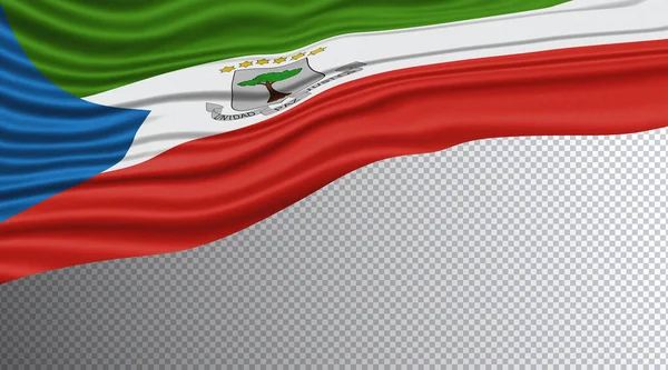 Equatorial Guinea Wavy Flag National Flag Clipping Path — Stock Photo, Image