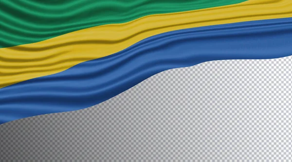 Gabon Wavy Flag Nationaal Vlaggenknippad — Stockfoto