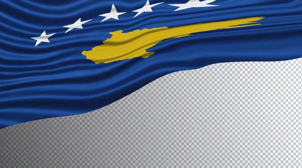 Kosovo Bandeira Ondulada Caminho Recorte Bandeira Nacional — Fotografia de Stock