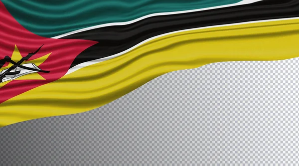 Mosambik Wavy Flagge Nationalflagge Clipping Pfad — Stockfoto