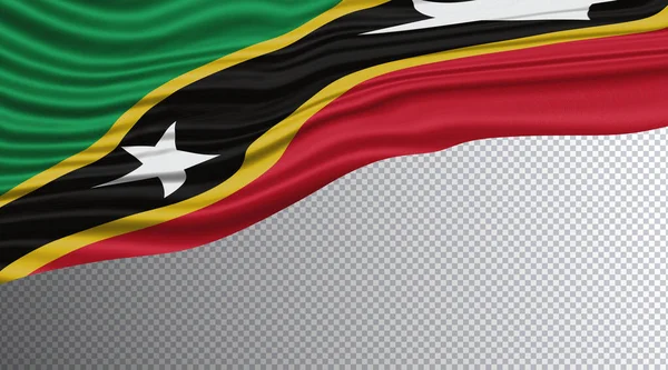 Saint Kitts Nevis Wavy Flag Percorso Ritaglio Bandiera Nazionale — Foto Stock