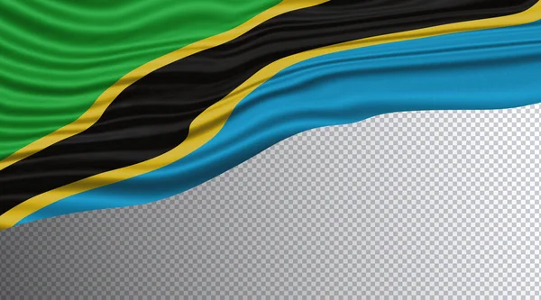 Tanzania Vågig Flagga Nationell Flagga Klippning Väg — Stockfoto
