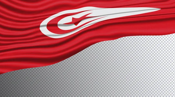 Tunísia Bandeira Ondulada Caminho Recorte Bandeira Nacional — Fotografia de Stock