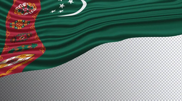 Türkmenistan Dalgalı Bayrak Ulusal Bayrak Kırpma Yolu — Stok fotoğraf