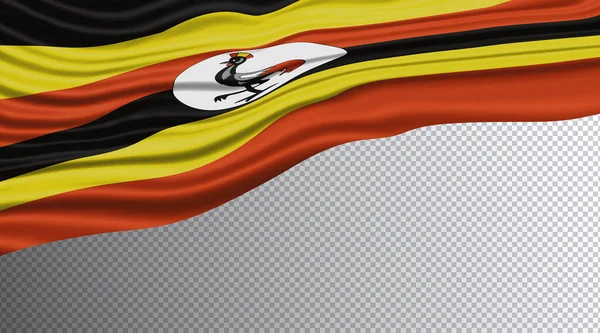 Uganda Wavy Flag Nationell Flagga Klippning Väg — Stockfoto