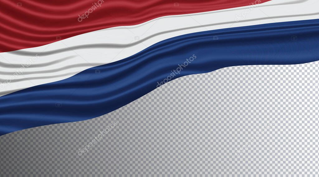 Netherlands Wavy Flag, national flag clipping path