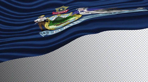 Maine State Wavy Flag Clipping Path Maine Flag Background — Stock fotografie