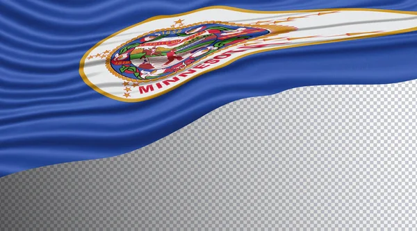 Minnesota State Wavy Flag Ścieżka Wycinania Tło Flagi Minnesoty — Zdjęcie stockowe