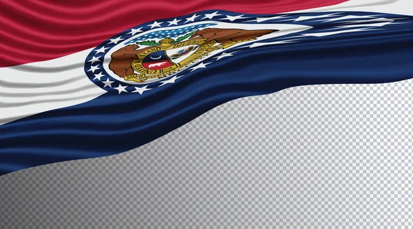 Missouri Eyaleti Dalgalı Bayrak Kırpma Yolu Missouri Bayrağı Arkaplanı — Stok fotoğraf
