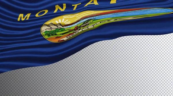 Montana Stav Vlnitý Vlajek Ořezávání Cesta Montana Vlajka Pozadí — Stock fotografie