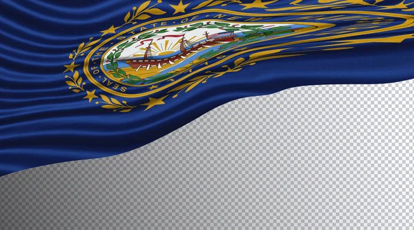 New Hampshire Állam Wavy Flag Nyírás Útvonal New Hampshire Zászló — Stock Fotó