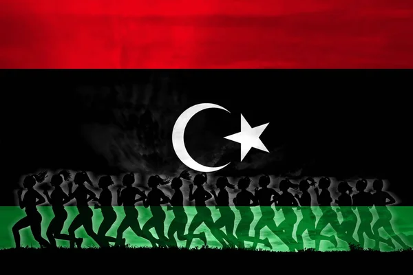 Libyen Frauen Kämpfen Für Rechte Frauenkonzept Unabhängigkeit Gleichberechtigung Frauenkraftkonzept — Stockfoto