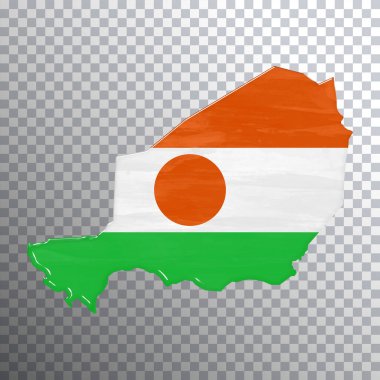 Nijer bayrağı ve haritası, şeffaf arkaplan, kırpma yolu