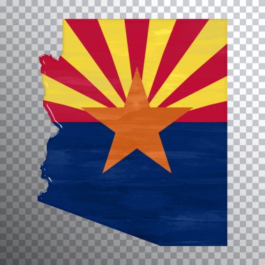 Arizona bayrağı ve haritası, şeffaf arkaplan, kırpma yolu