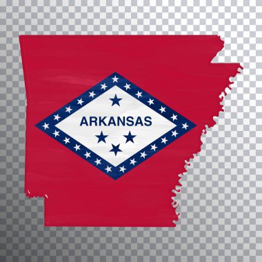 Arkansas bayrağı ve haritası, şeffaf arkaplan, kırpma yolu
