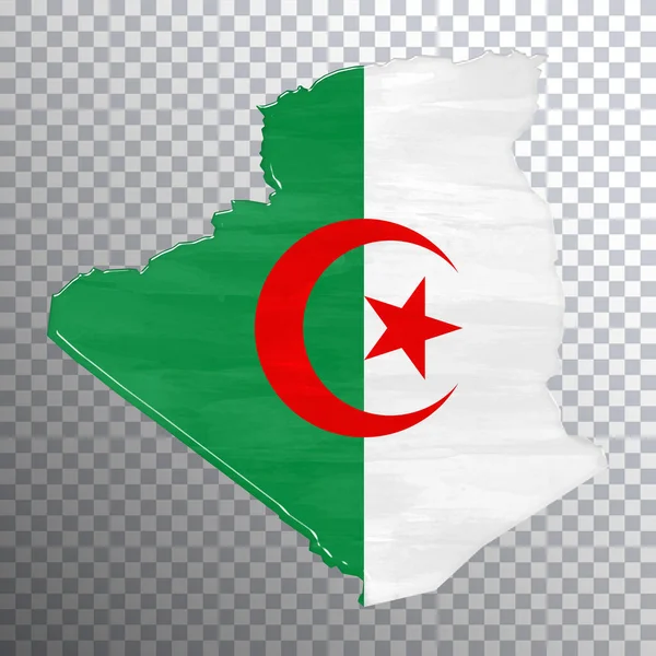 Cezayir Bayrağı Haritası Şeffaf Arkaplan Kırpma Yolu — Stok fotoğraf
