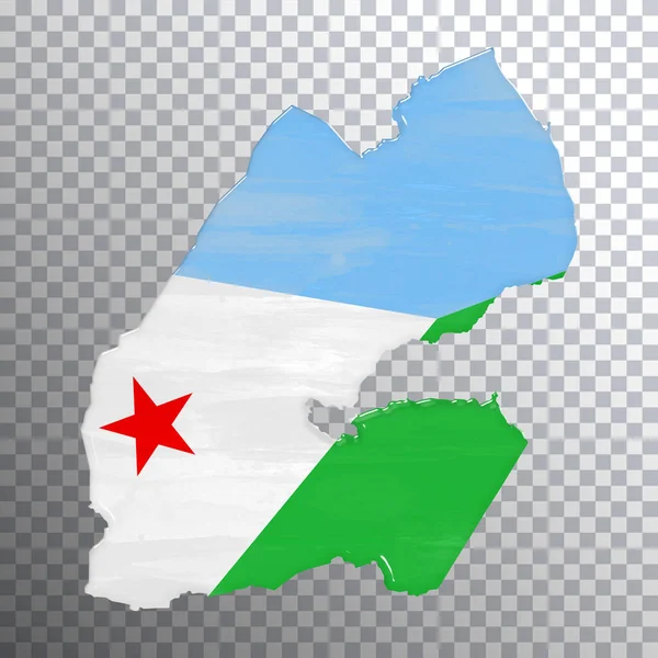 Djibouti Vlag Kaart Transparante Achtergrond Knippad — Stockfoto