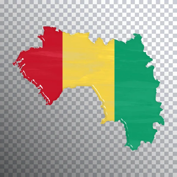 几内亚国旗和地图 透明背景 裁剪路径 — 图库照片