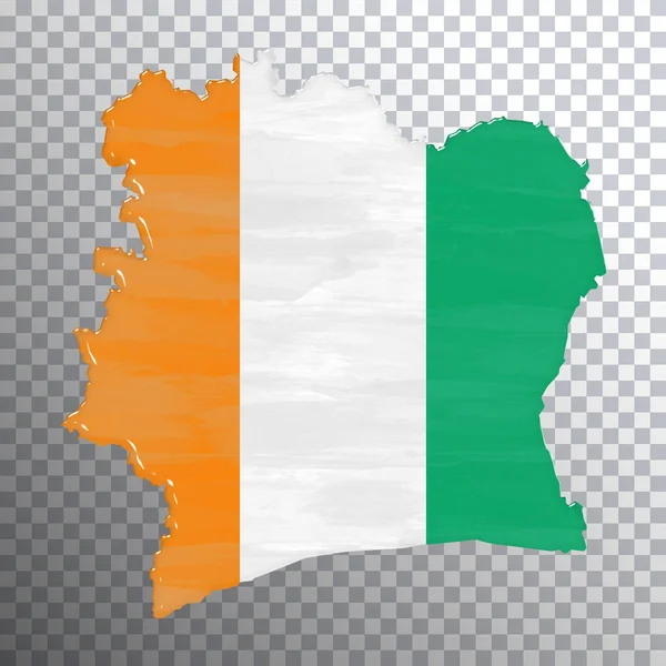 Flaga Wybrzeża Kości Słoniowej Mapa Przejrzyste Tło Ścieżka Clipping — Zdjęcie stockowe