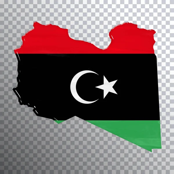 Libysche Flagge Und Landkarte Transparenter Hintergrund Clipping Path — Stockfoto