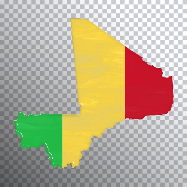 马里国旗和地图 透明背景 裁剪路径 — 图库照片