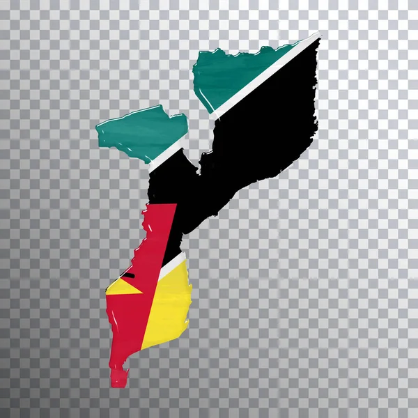 Bandera Mapa Mozambique Fondo Transparente Ruta Recorte — Foto de Stock